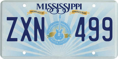 MS license plate ZXN499