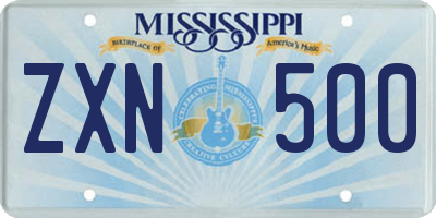 MS license plate ZXN500