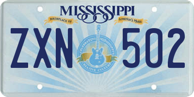 MS license plate ZXN502