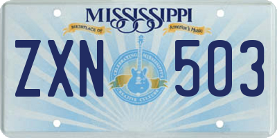 MS license plate ZXN503