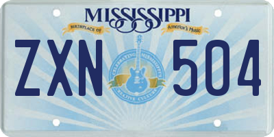 MS license plate ZXN504