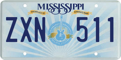 MS license plate ZXN511