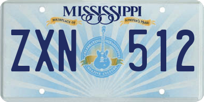 MS license plate ZXN512