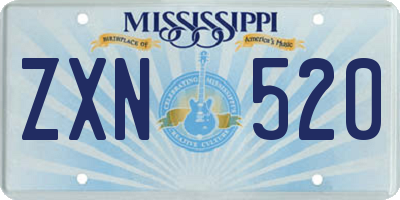 MS license plate ZXN520