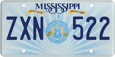 MS license plate ZXN522