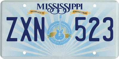 MS license plate ZXN523