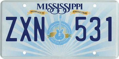 MS license plate ZXN531