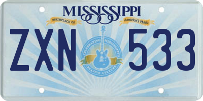 MS license plate ZXN533