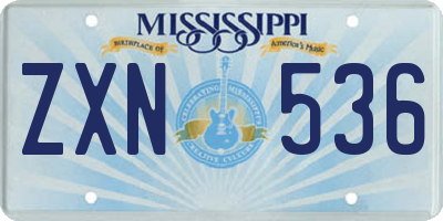 MS license plate ZXN536