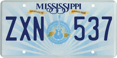 MS license plate ZXN537