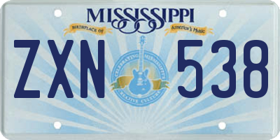 MS license plate ZXN538