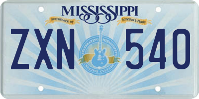 MS license plate ZXN540