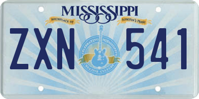 MS license plate ZXN541