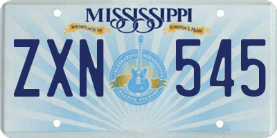 MS license plate ZXN545