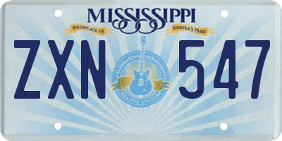 MS license plate ZXN547