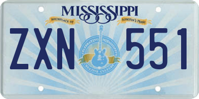 MS license plate ZXN551