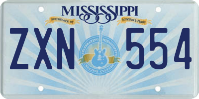 MS license plate ZXN554