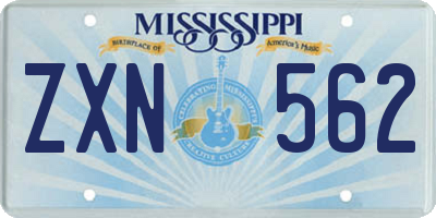 MS license plate ZXN562