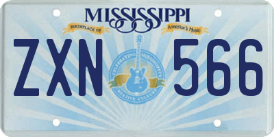 MS license plate ZXN566
