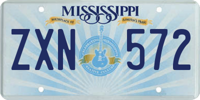 MS license plate ZXN572