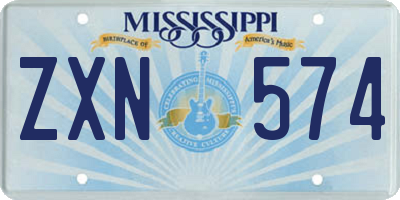 MS license plate ZXN574