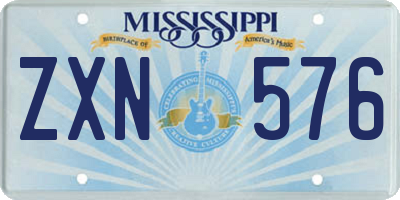 MS license plate ZXN576