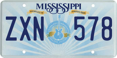 MS license plate ZXN578