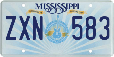MS license plate ZXN583