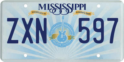 MS license plate ZXN597