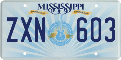 MS license plate ZXN603