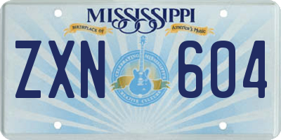 MS license plate ZXN604