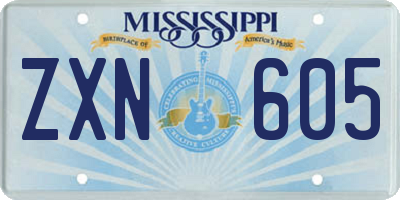 MS license plate ZXN605