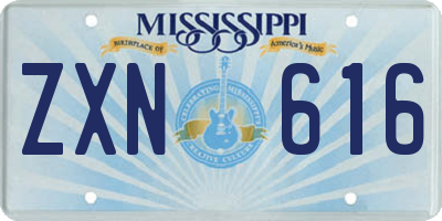 MS license plate ZXN616