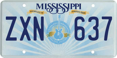 MS license plate ZXN637