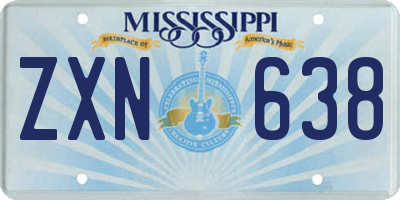MS license plate ZXN638