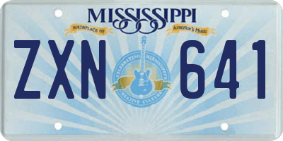 MS license plate ZXN641