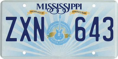 MS license plate ZXN643