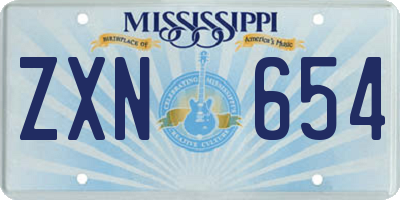 MS license plate ZXN654
