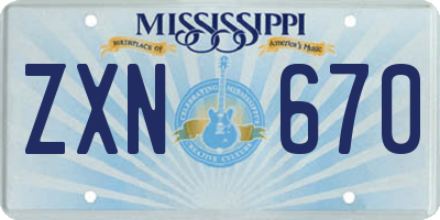 MS license plate ZXN670