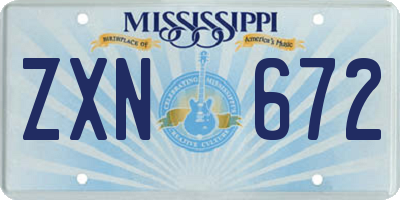 MS license plate ZXN672