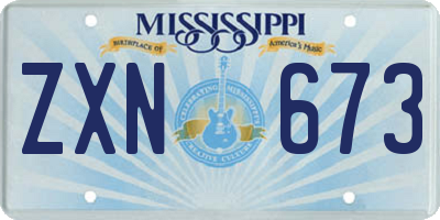 MS license plate ZXN673