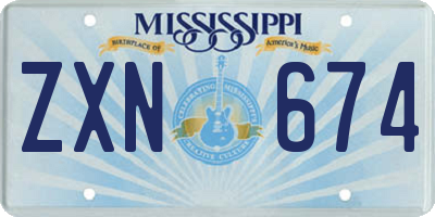 MS license plate ZXN674