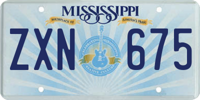 MS license plate ZXN675