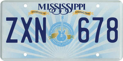 MS license plate ZXN678