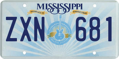 MS license plate ZXN681