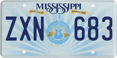 MS license plate ZXN683