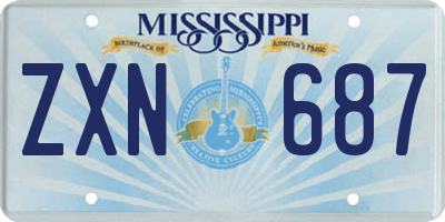 MS license plate ZXN687