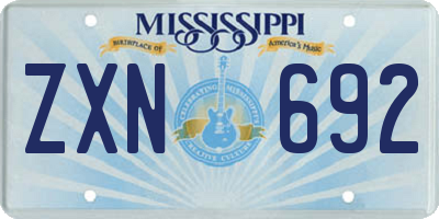 MS license plate ZXN692