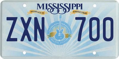 MS license plate ZXN700