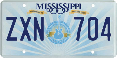 MS license plate ZXN704